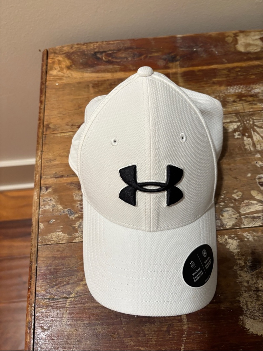 Under Armour White Hat with Black Logo